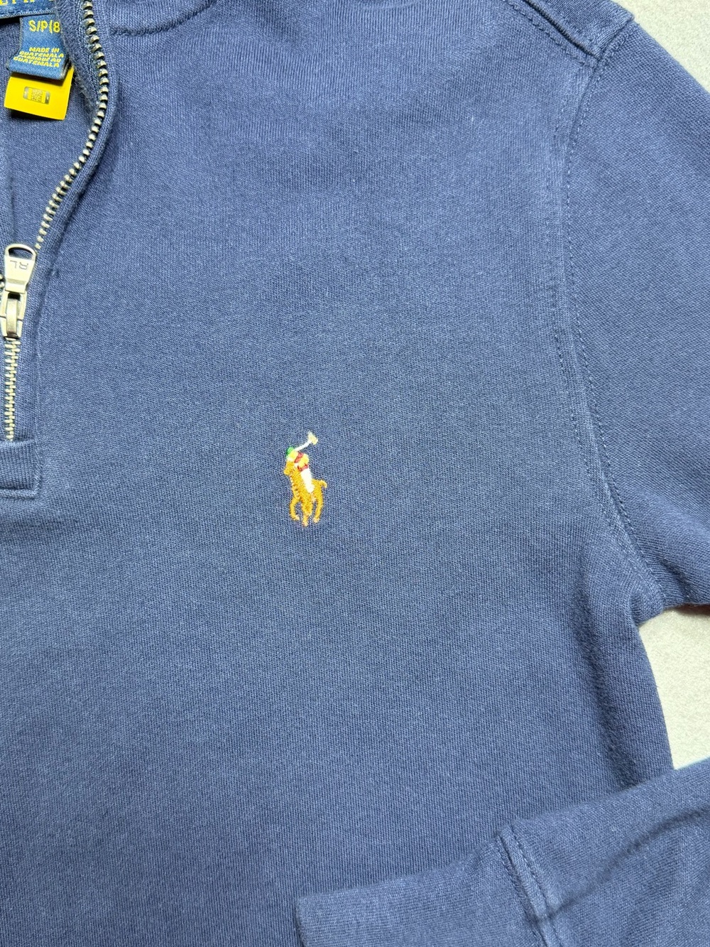 Boys Polo Ralph Lauren Half Zip Solid Blue Cotton Pullover Shirt Size S/P(8) - Picture 5 of 10